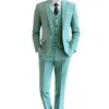 Men's Suits Chic Mint Green Single Breasted Notched Lapel Elegant Full Set Skinny Fashion 3 Piece Jacket Pants Vest Slim Fit