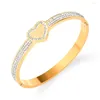 Bangle Cute Style Fashion Exquisite Clear Zircon Paved Love Heart Design For Women Bride Wedding Female Jewellery