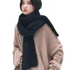 Scarves Thick Warm Scarf For Women Pure Color Ladies Imitation Cashmere Black Female Winter To Increase Ahawl