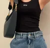 Designer Tank Top Summer Short Slim Navel Exponed Outfit Elastic Embroidery Knitwear For Women Sport Yoga Top Simple Vest