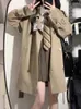 Women's Trench Coats Rdmq 2023 Płaszcz Korean Fashion College Style Casual Windbreaker Kobieta jesienna długie rękawy podwójne piersi