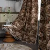 カーテンコットンリネンアメリカンレトロヒマワリの油絵の窓厚い停電タッセルドレープリビングルームの寝室用カーテン