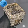 Hip Hip Hop Hop Jewelry Ring VVS Moissanite Sier Rings för män Iced Out