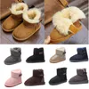 Zapatos de invierno de piel de oveja para niños, botas de nieve de cuero genuino para niños pequeños, botas con lazos, calzado para niños y niñas, botas que mantienen el calor 22-34