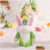 Party Favor DHS Pâques Gnome suspendus ornements décorations de lapin pour les vacances d'arbre en plein air intérieur décor à la maison en peluche lapin avec des lumières Dhvwb