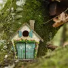 Neue Miniatur-Fee-Gnome-Türfiguren, Elfenhaus, Holz, Feengarten, Fenstertür, Kunst, Baumskulptur, Statuen, Ornament, Außendekoration