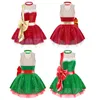 Dancewear Kids Girls Christmas Figure Ice Skating Dress Shiny Sequins Ballet Latin Tutu Mesh Dress with Bowknot Dance Costume Dancewear 231124