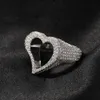 Iced Out Gold Ring Fashion Heart Stones Silver Mens Anneaux Hip Hop Bijoux Hip Hop