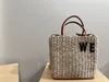 Bolsa de designer de moda capaz de bolsas de palha Lafite de alta qualidade Tote portátil de grande capacidade bolsa de férias feminina tecida à mão, alça de couro de designer e alça de ombro