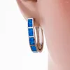 Hoop Earrings KONGMOON Large Semicircle Ocean Blue Fire Opal Silver Plated Jewelry For Women Piercing