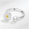Pierścienie opaski Daisy Flower Pierścień Regulowany otwartego spinner Pierścienie lękowe Pierścień Rysunka Biżuteria Prezent Upuść Pierścień biżuterii Dhjkq