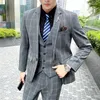 Erkek Suit 2023 Yüksek Kaliteli 5xl (Takım Yelek Pantolon) Zarif Moda İş İnce Keten Keten Elbise Beyefendi Takım 3 Parça Set