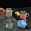 Tasses Double couche Anti-brûlure tasses en acier inoxydable poignée en plastique café lait tasse thé boissons tasse d'eau pour le bureau à domicile gobelet