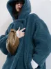 Kadınlar Kürk Faux Kürk Oyuncak Ayı Ceket Kadınlar İçin Kış Giysileri Artı Kadife Sivil Kürk Yünlü Kapşak Kapşonlu Uzun Parkas Kadın Sıcak Büyük Boy