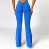 Pantalones activos Leggings acampanados en forma de V cadera Yoga mujeres cintura alta pierna ancha gimnasio Fitness deportes pantalones acampanados pantalones de baile latino