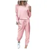 Kvinnors tvåbitar byxor Kvinnor Tracksuit Casual Solid Color Set Långärmad kvinnlig hoodie Pullover Suit Autumn Sport Home Wear Ladies