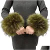 Fingerless Gloves Women Faux Fur Cuffs Wristband Winter Warmer Arm Wrist Raccoon Sleeve Fluffy Oversleeve Drop Delivery Fashion Acce Dhdi8