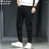 Men's Jeans Pure Black Harem Men Plus Size 46 44 Thick Fashion Pencil Denim Trousers Boys Teenagers Autumn Spring Loose Elastic Pants