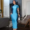 Casual Dresses Short Sleeve O-Neck Side Slit Bodycon Maxi Long Women Club Birthday Party Elegant Outfits Sexy Y2K Clothes 2023 Summer