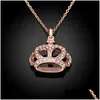 Pendant Necklaces Queen Crown Pendant Necklace Cubic Zirconia Necklaces For Mom Women Fashion Jewelry Drop Delivery Jewelry Necklaces Dhkvz