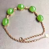 China Factory Wholesale Trendy Gold Women Apple Green Natural Hetian Jasper Jade Pulseira