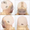 Kort bob peruk 613 honung blond färg brasiliansk rak t del spetsar front människohår peruker frontala för kvinnor
