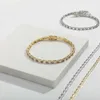 Rap av högkvalitativ fyrkantig diamant tennisarmband för män och kvinnor baguett kubik zirkoniume 14k real guldpläterade kopparkedjor Bangle ised ut handledsmyckesrappare