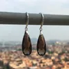 Studörhängen CSJ Real Smoky Quartz Gemstone Earring Sterling 925 Silver Pear9 22mm 11CT Fine Jewelry for Women Lady eller Mother Party Gift