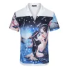 Chemise boutonnée pour hommes chemise de bowling imprimée fleur hawaïenne décontractée en soie pour hommes coupe ajustée robe à manches courtes t-shirt hawaïen