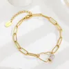 Link Bracelets Wild Free Fashion Gold Color Stainless Fory for Women Luxury Zircon Heart Aesthetic Jóias