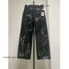 2023 Nya designer kvinnors jeans graffiti hög midja lös casual svart rak denim byxor mode streetwear thekhoi-12 cxg984 287 dfashion98