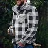 남자 후드 겨울 양털 스웨터 플러스 사이즈 남자 스웨트 셔츠 격자 무늬 껍질 풀러 느슨한 따뜻한 스트리트웨어 스웨터 재킷