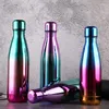 Bottiglie d'acqua Bottiglia sportiva isolata sottovuoto da 500 ml Tazza in acciaio inossidabile cambia colore con coperchio a vite Bollitore alla moda alla moda