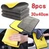 8 pièces microfibre serviette de nettoyage épaissir doux chiffon de séchage voiture carrosserie serviettes de lavage Double couche chiffons propres 30x40cm accessoires de voiture