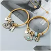 Charm Bracelets Evil Eye Bangle Turkish Lucky Charm Bracelets Adjustable Cuff Bracelet Fashion Bangles Jewelry Drop Delivery Jewelry B Dhr2M