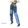 Designer de mode Taille haute Patchwork Jean droit pour femmes 2023 Sping Casual Pantalon en denim lâche Dames Vintage Boyfriend Mom Jeans dfashion98