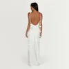 Robes sexy urbaines Mingmingxi été Satin Maxi robes de bal blanc Sexy dos nu Appliques robe de soirée longue robe d'occasion formelle femmes 231123