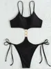 Damen Bademode 2023 Sexy Schwarz Strapped Frauen High Cut Push UP Badeanzug Monokini Backless Hollow Badeanzug