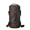 Duffel Bags Moda Multifunção Genuína de Couro Travel Men Bolsa de bagagem real Duffle grande mochila masculina de semana
