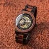 Andra klockor Bobo Bird Luxury Men's Mechanical Watch Men Wood Hollow Male For Man Luminous Wristwatch Top Brand 231123