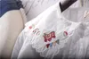 Blouses pour femmes Chemises Japon Style Mori Girl Blouse littéraire brodé col Peter Pan lâche coton chemise blanche femmes 230424