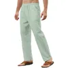 Homme Pantalon Couleur Pleine Coton Lin Coupe Ample Simple Léger Taille élastique Garçon Slip Power 10 Star
