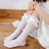Детские носки для девочек, жаккардовые носки принцессы с цветочным кружевом и сердечком для маленьких девочек, ажурные носки, От 4 до 12 лет
