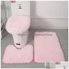 Bath Mats Solid Color Bathroom Mat Set Fluffy Hairs Carpets Modern Toilet Lid Er Rugs Kit 3Pcs/Set Rec 50X80 50X40 45X50Cm 843 D3 Dr Dhn8G