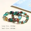 Charm Armband JD Natural Stone Colorful Green Peacock Agates Armband Women Elegant Drum Barrel Shape Jade Beads Bangles Jewelry Party Gifts 230424