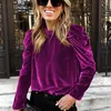 Women's Blouses Trendy Velvet Blouse Soft Women Puff Long Sleeves Ladies Elegant Fashion Pullover Tee Shirt Anti-freeze