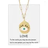 Jewelry Pendant Necklaces Greek Evil Blue Eye Necklace For Women Gold Color Turkish Womans Punk Long Chains Stainless Steel Link Col Dhnby