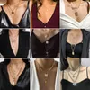 Kedjor vintage flerskiktad kvinnors halsband pärlmynt hänge halsband mode lång kedja 2023 smycken