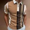 Camisetas para hombre, camisa con estampado de empalme a rayas de verano para hombre, camisetas de manga corta con cuello vuelto, altura media para hombres