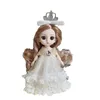 Puppen 17 cm Bjd Mädchenpuppe bewegliche Gelenke Prinzessin Kleid 3D-Augen umwandelbare Kleidung Minispielzeug für Weihnachtsgeschenke 231124